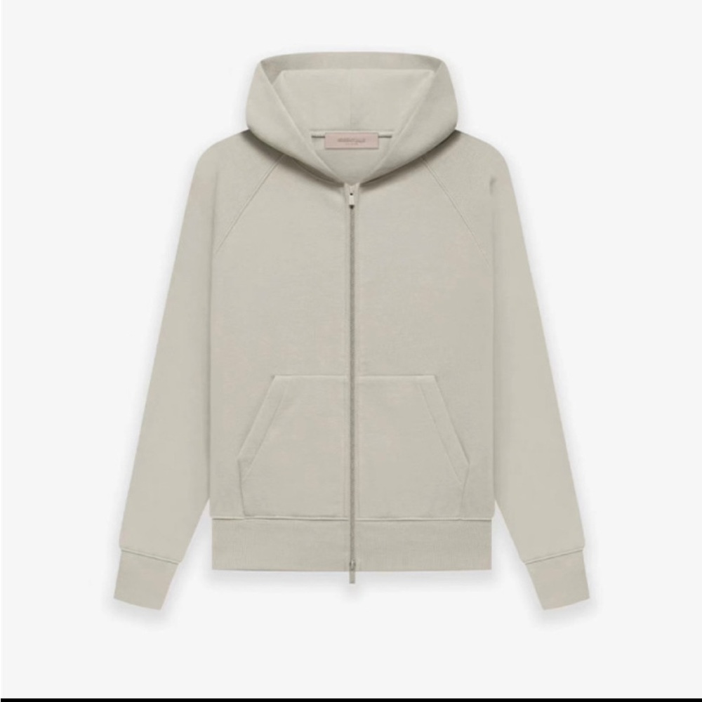 Essentials Cream Zip Up Sweater